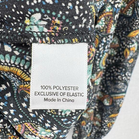 Evereve Charlie Neck Tie Teal Multicolor Printed Long Sleeve Chiffon Blouse - Picture 11 of 12